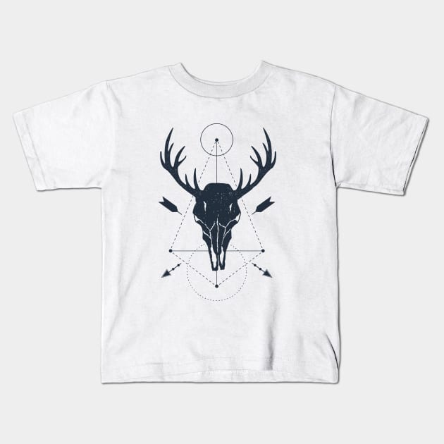 Deer Skull. Geometric Style Kids T-Shirt by SlothAstronaut
